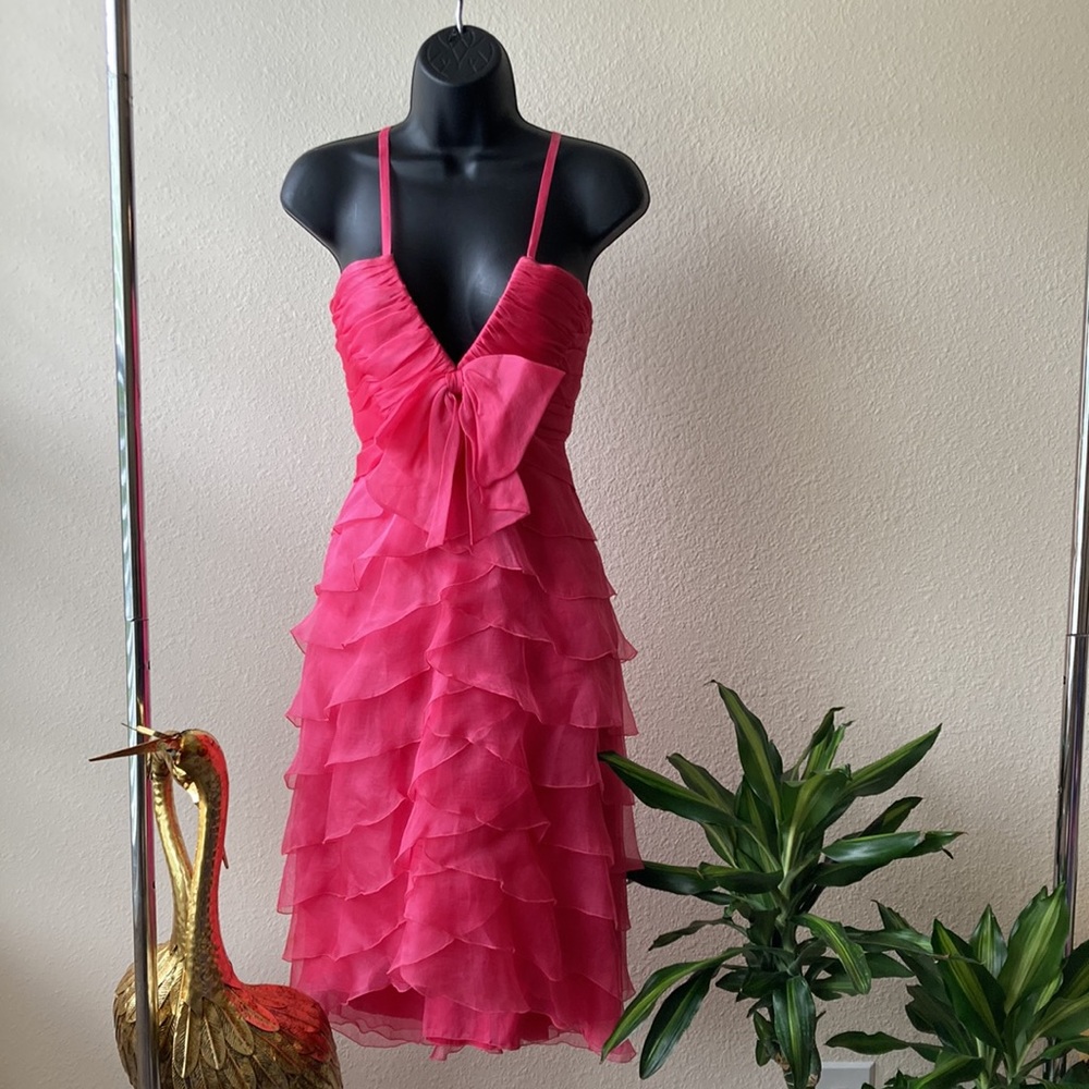 Pronovias Pink Ruffle Formal Dress